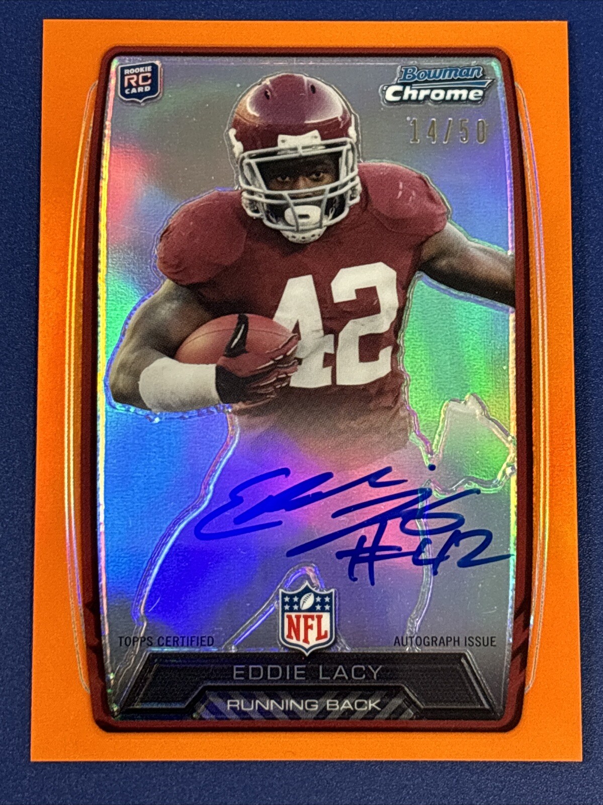 2013 Bowman Chrome Eddie Lacy Orange Refractor Rookie Auto 14/50 Green Bay