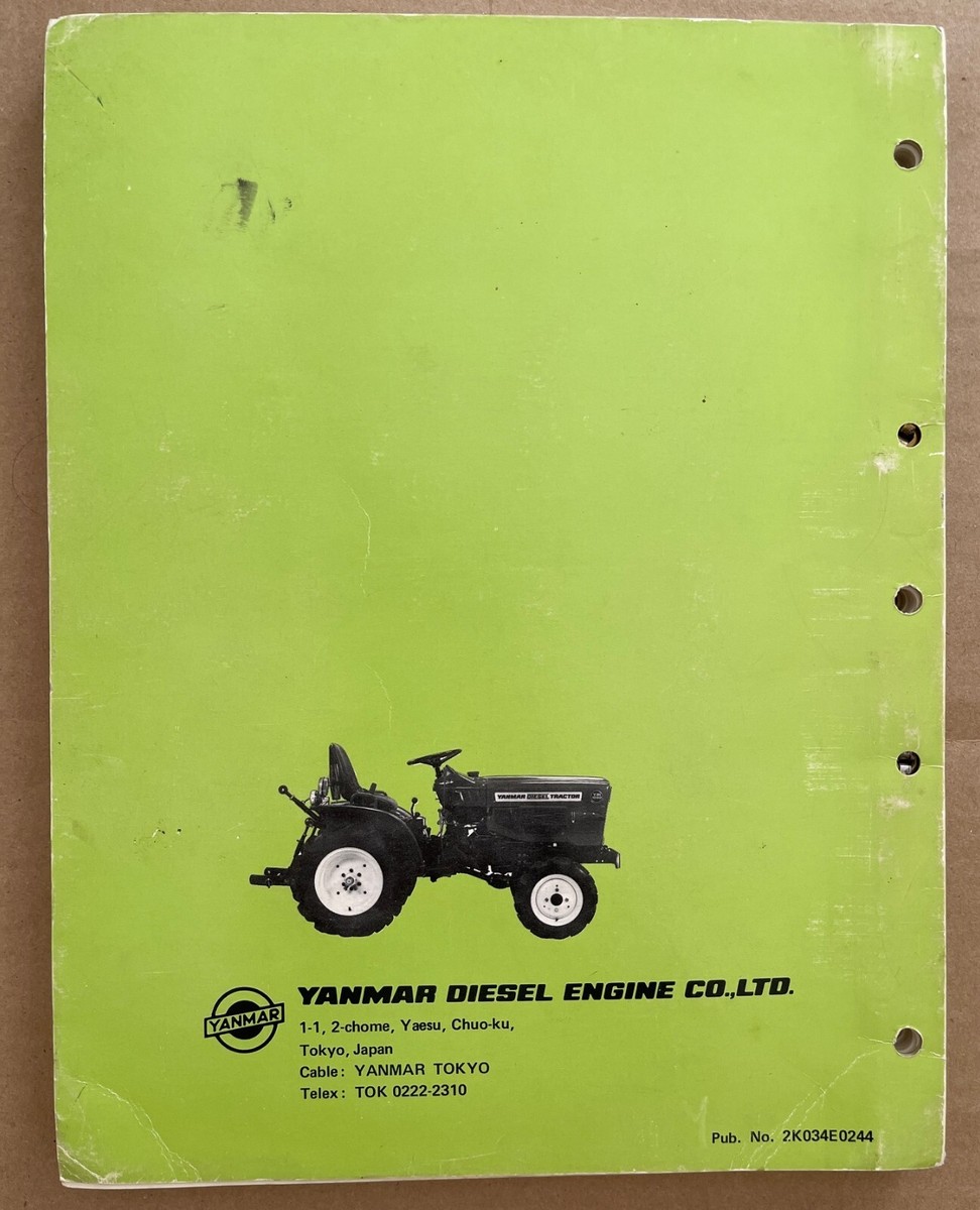 Yanmar YM186 and YM186D Diesel Tractor Parts List Manual COMPLETE
