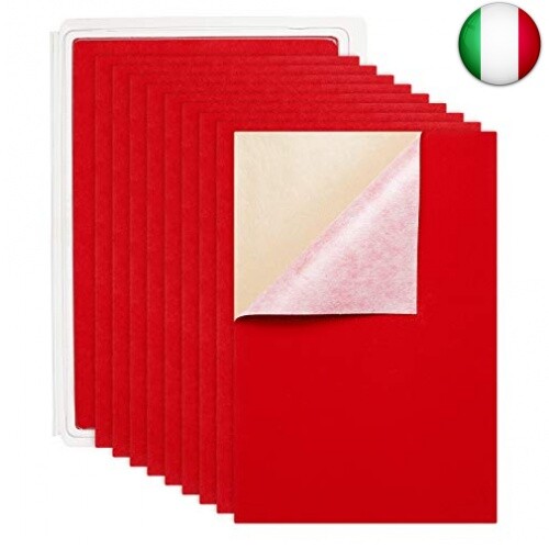 BENECREAT 20PCS Fogli Velluto Adesivo (Rosso) Tessuto Retro Adesivo di - Foto 1 di 7