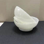 Vintage Anchor Hocking Fire King White Ribbed Footed Bowls Set Of 2