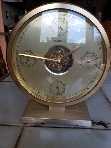 HOWARD MILLER Messing Wetterstation Barometer Thermometer Hygrometer Uhr. Funktioniert