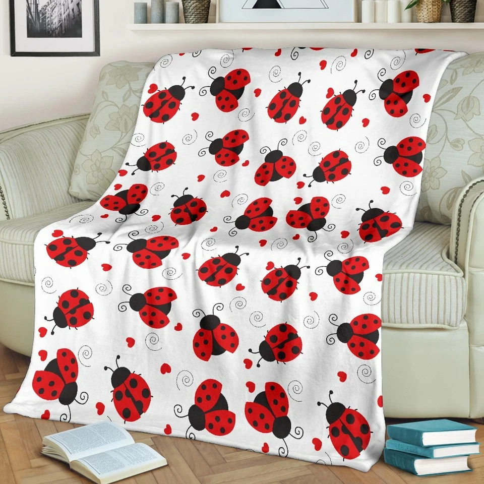 Cartoon Ladybugs Premium Blanket, Ladybug Lover Blanket, Child & Adult Blanket - Image 4 of 4