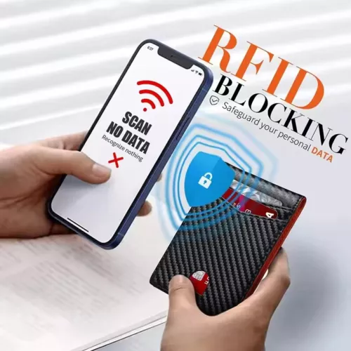 Schmale Herren-Geldbörse mit Geldklammer Leder RFID-Schutz Doppelfaltung Kreditkartenetui - Bild 3 von 8