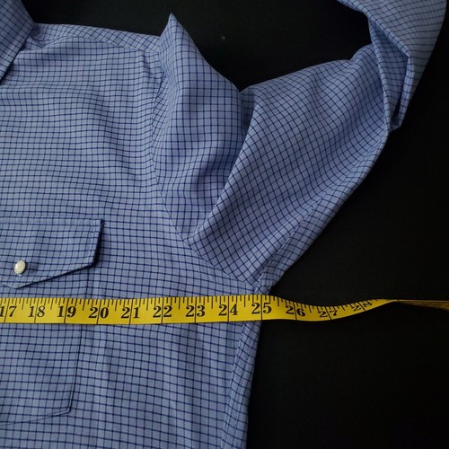 L.L. Bean Plaid Long Sleeve Button Down Dress Shirt Men's Size 16 1/2 - 35 Blue - Picture 5 of 14