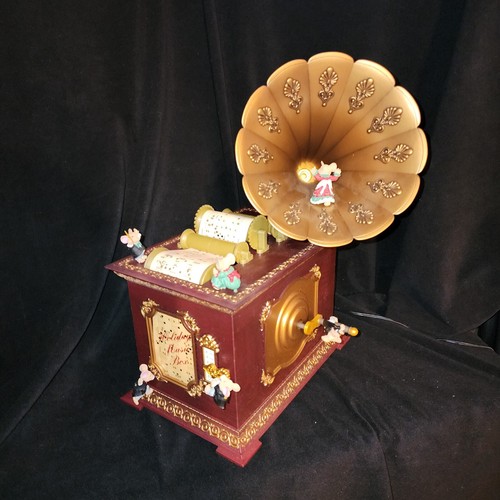 Vintage Holiday Music Box '96 Mr Christmas grammofono scorrimento 15 canzoni topi in movimento - Foto 7 di 17