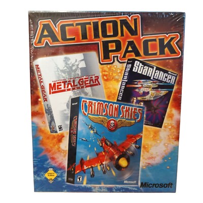 NEU SEALED Action Pack Metal Gear Solid Starlancer Crimson Skies Big Box PC Rar