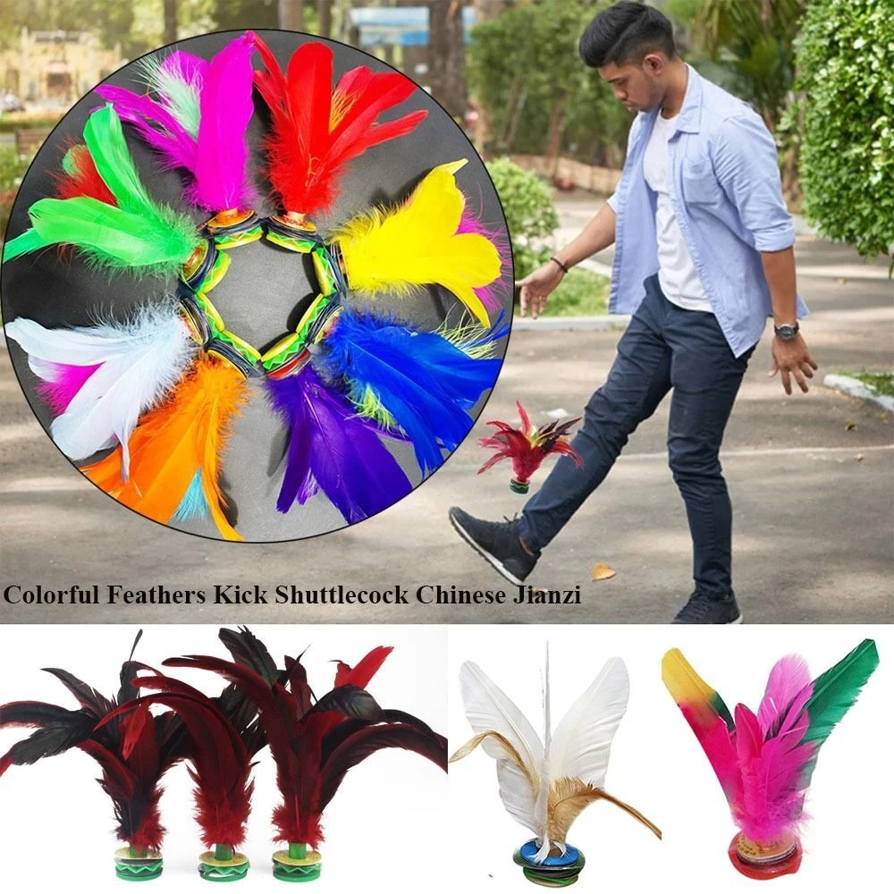 Physical Exercise Footbal Foot Kick Feathers Kick Shuttlecock