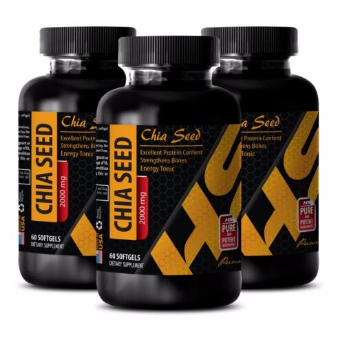 Fat burner pills - 1000mg CHIA SEED OIL - Super antioxidant - 3 Bottles