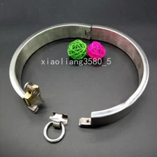 Male Stainless Steel Restraints Neck Collar Shackle New Belt Lock Metal Device