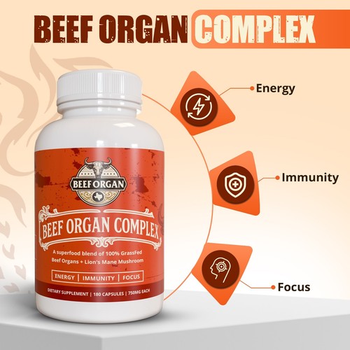 BEEF ORGAN COMPLEX 100%Grass Fed Beef Liver 4000mg 180Caps New Zeland NonGMO - Picture 5 of 13