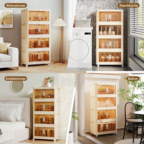 4 Schichten Klappbar Kleiderschrank Montieren Lager Regal Organizer mit Rollen - Bild 8 von 8