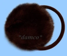 NEW GENUINE DARK RANCH MINK FUR EARMUFFS one fits all