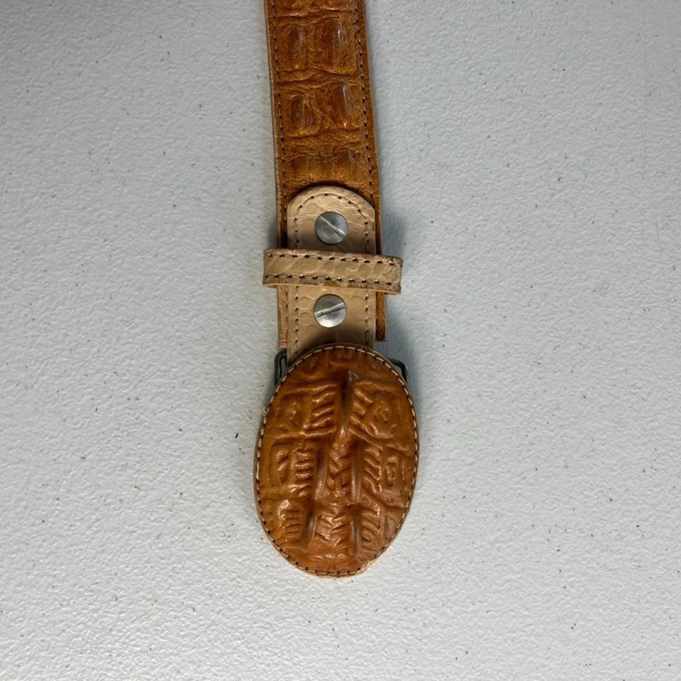 Cinturón Cuero Genuino Marrón Cocodrilo Niños Talla 22 Estilo Occidental Hecho en México Foto 3 de 4