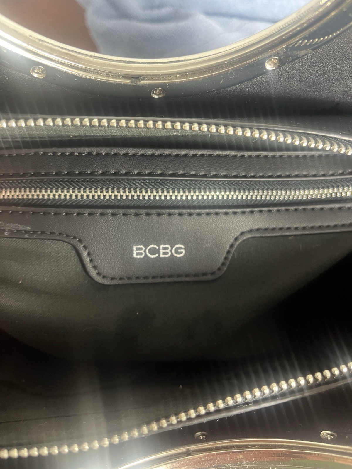 BCBGeneration Black Satchel Silver Ring Handle Cr… - image 10