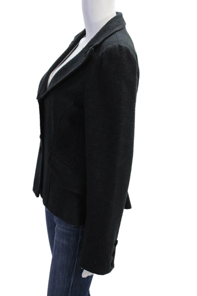 Nanette Lepore Womens Wool Blend Collared Button Up Blazer Jacket Navy Size 10 - Image 2 of 4