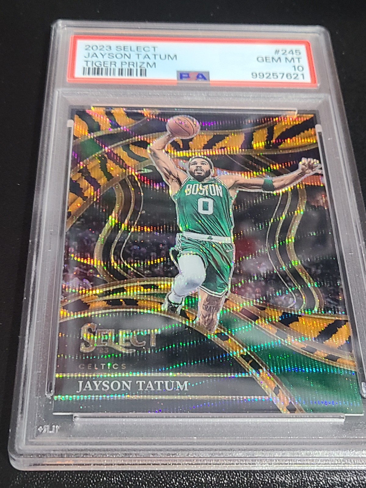 2023-24 Panini Select Jayson Tatum #245 Courtside Tiger Prizm PSA 10 new holder