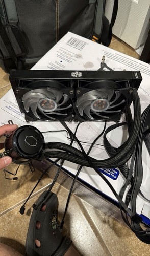 Cooler Master Liquid CPU Cooler Black Dual 120mm Fans Radiator Pump and Bracket