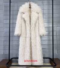 Winter Warm Women Shaggy Faux Fur Coat Fluffy Big Lapel Long Overcoat Outwear UK