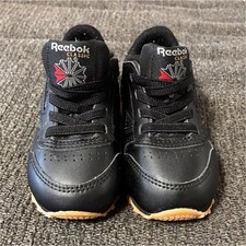 Reebok Classic Kids Leather Lace-Up Sneakers Black US 5 EU 21 Low Top