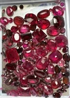 Vintage Lot 216cts Synthetic Ruby & Red Gems Removed From Jewelry "BIG LOT"