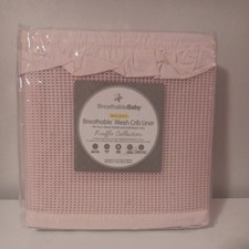 Breathable Baby Mesh Crib Liner Ruffle Collection Pink