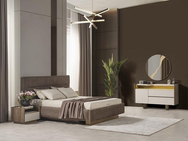 Schlafzimmer Luxus Doppelbett 2X Nachttische Kommode Modern Einrichtung-image