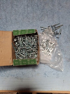 200 No M5 x 50 mm Wagenschrauben mit Muttern verzinkt Neu