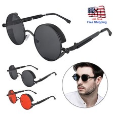 Round Retro Steampunk Sunglasses Vintage Metal Circle Glasses John Lennon Style