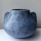 Arts & Crafts Brush McCoy Pottery Vellum Blue Vase with Handles 1930s