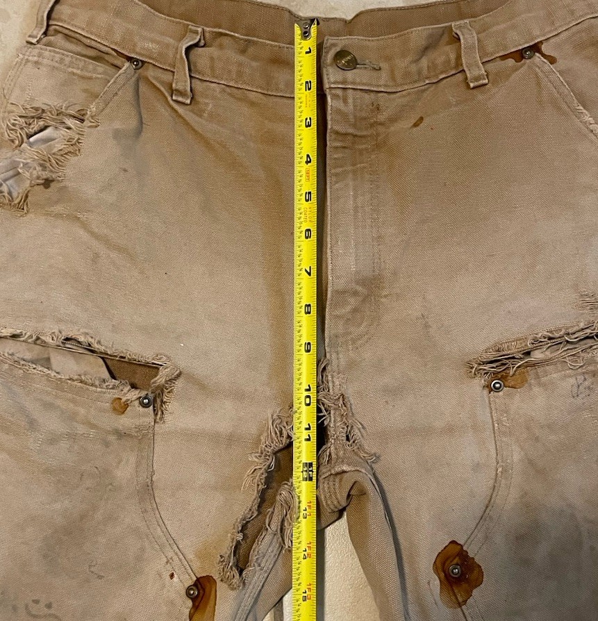 Vtg Carhartt Destroyed Thrashed Faded Double Knee Pants 32 Biker