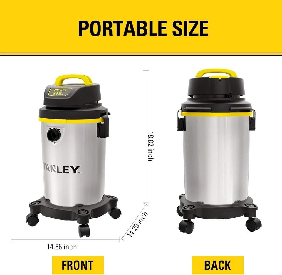 Stanley SL18129 Aspiradora Húmeda/Seca, 4 Galones Compacta Portátil Resistente Hogar, Trabajo Foto 3 de 4