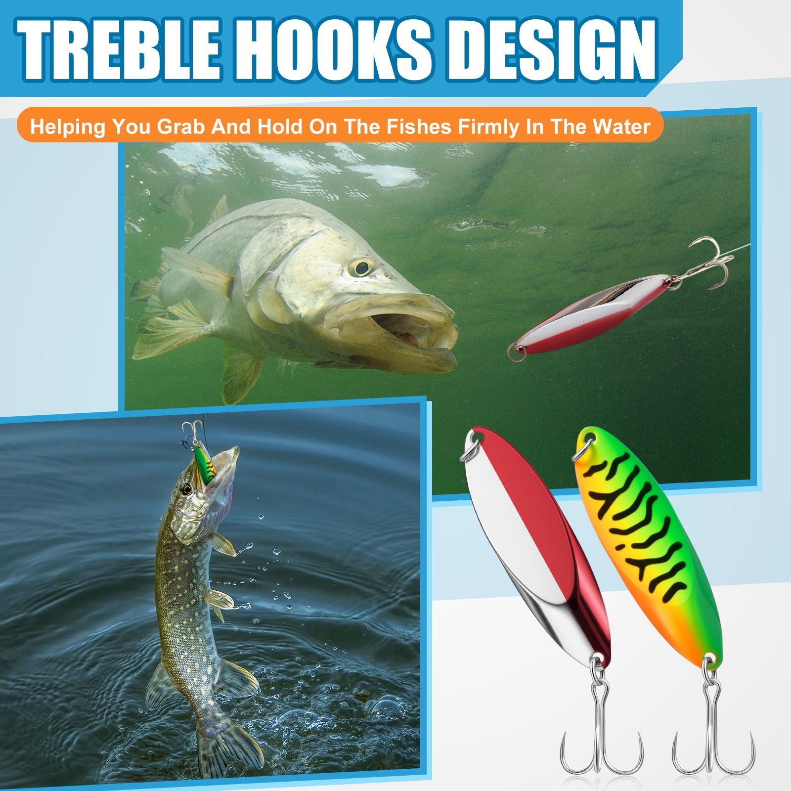 30 Pcs Fishing Spoons Lures 5 Size Metal Spoon Fishing Lures Casting Trout Sp... - Image 4