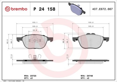 Bremsbelagsatz Scheibenbremse PRIME BREMBO P 24 158 für FORD KUGA TOURNEO DM2 2