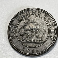 LOWER CANADA RH (Richard Hurd) 1814 One Penny Token Breton 989, Charlton LC-52