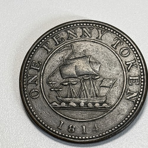 LOWER CANADA RH (Richard Hurd) 1814 One Penny Token Breton 989, Charlton LC-52