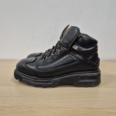 New Rock Vintage Y2K Retro Cyber Punk Schwarz Leder Punk Rock Stiefel Uk 9,5 Eu 44