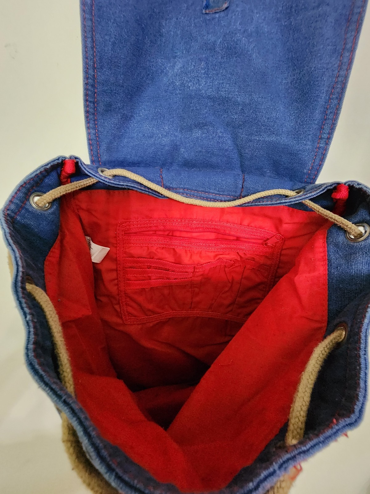 American Eagle Blue Denim Drawstring Backpack Bag… - image 7