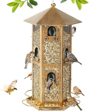 Multi Layer Bird Feeder for Outdoors, Hexagonal Tower Shaped Bird Feeders for...