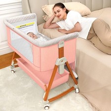 Bedside Bassinet Baby Bedside Sleeper With Wheels Heigt Adjustable Mosquito Nets