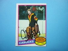 1980/81 O-PEE-CHEE NHL HOCKEY CARD #141 GLEN HANLON EX/NM OC AUTO AUTOGRAPH OPC