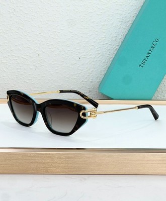 New In Box Tiffany & Co. Women Luxury Cat Eye Sunglasses Metal Temple Frame