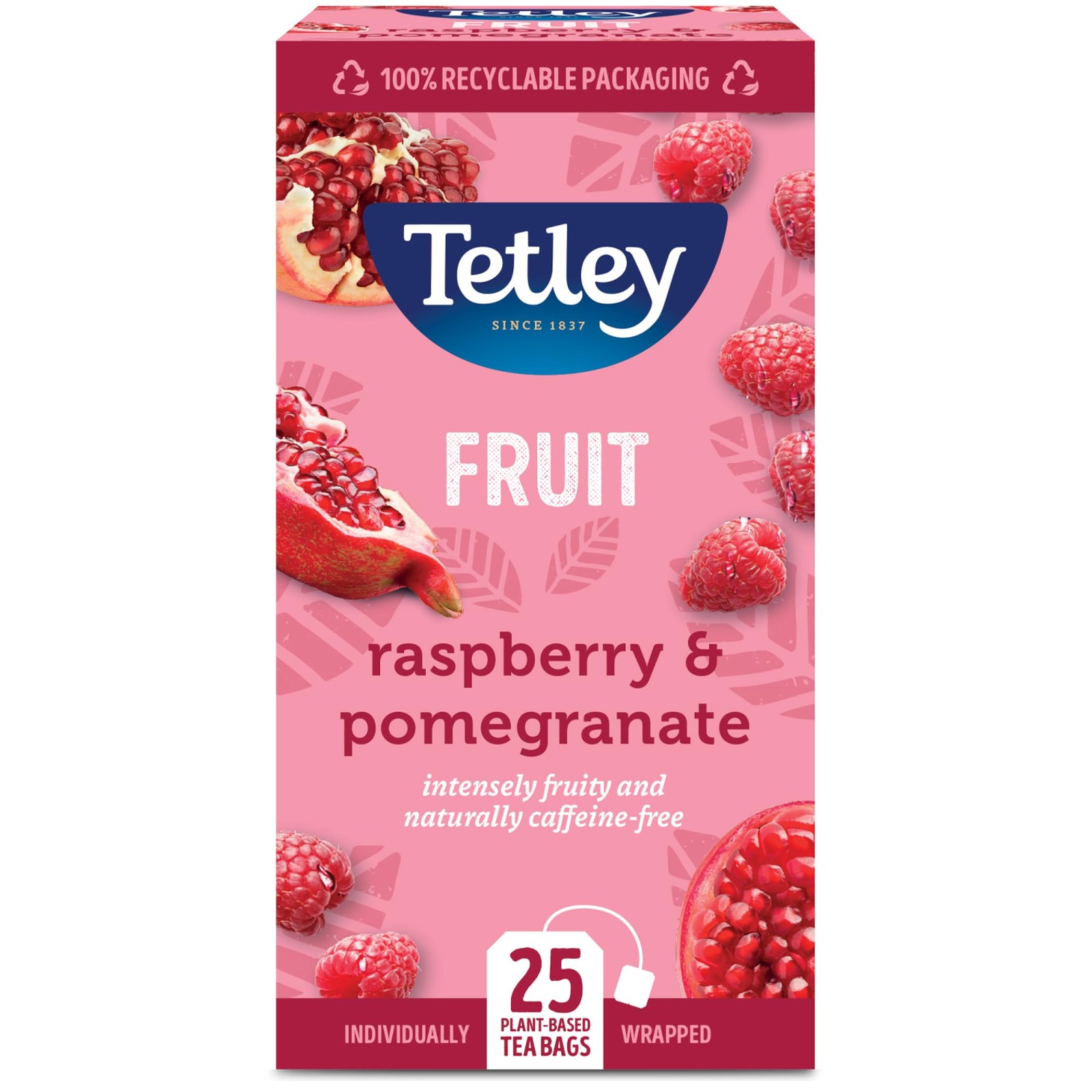 Tetley Raspberry & Pomegranate Tea 25 Teabags (1x25), &