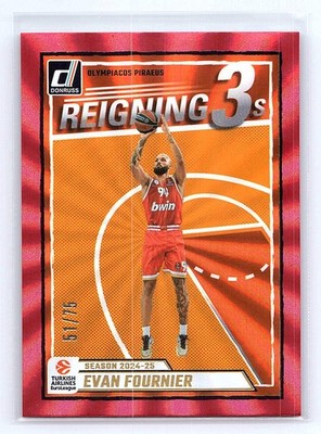 Evan Fournier 2024-25 Donruss EuroLeague #3 Reigning 3s Red Laser #/75