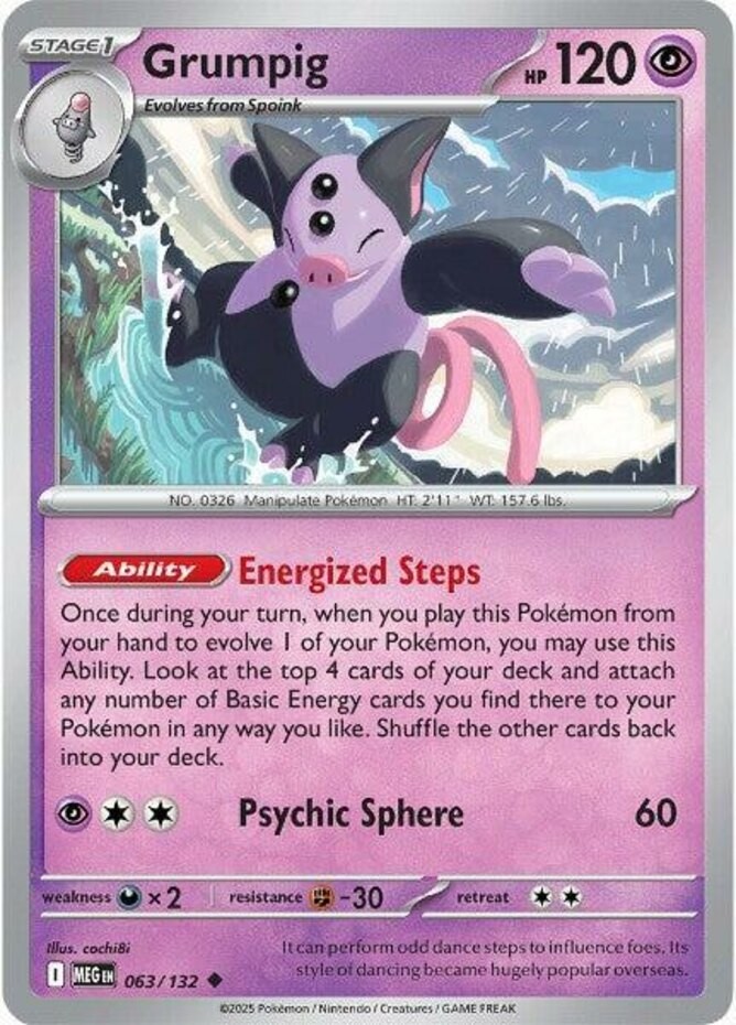 Grumpig - 063/132 - Uncommon - Reverse Holo - Near Mint - Mega Evolution - Base
