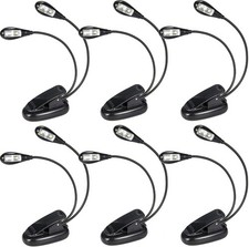 6PCS LED Clip Book Lamp Dual Arm Music Stand Light Set