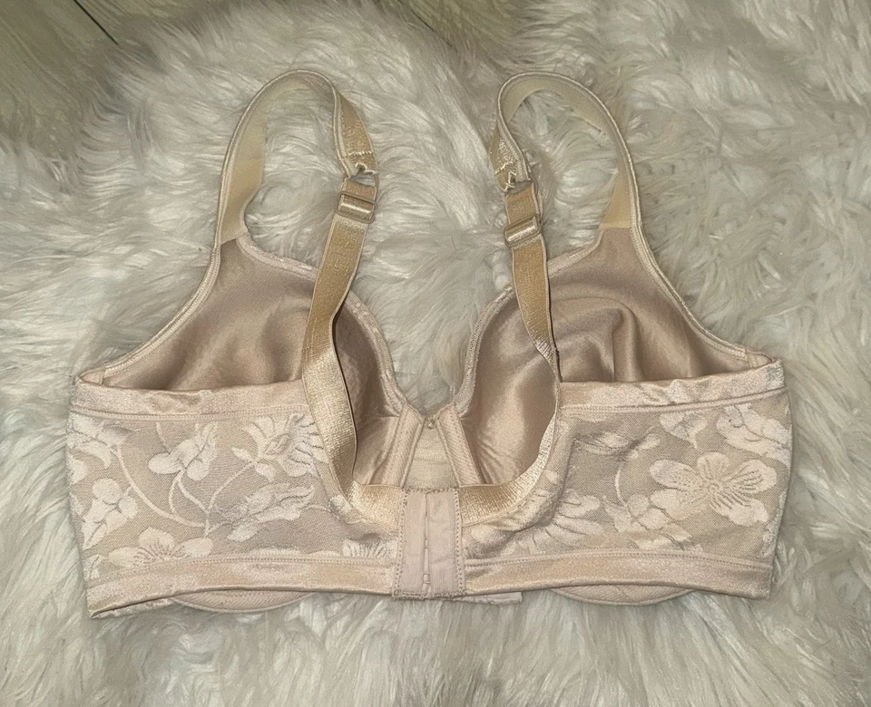 Sujetador modelador sin costuras Playtex Secrets UW malla floral jacquard 36D beige 4419 Foto 4 de 4