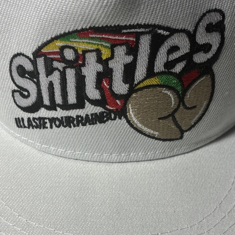 White Mesh Snapback Trucker Hat Unisex "Shittles" Patch. Free Shipping 
