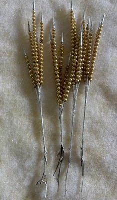 20 Vntg Christmas Floral Mercury Glass Bead Spikes GOLD 3.5 -7  Lengths of Beads