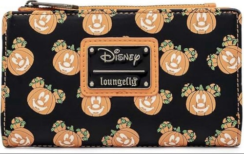 Near Mint Disney Loungefly Mickey-O-Lantern Design Glow In The Dark Flap Wallet