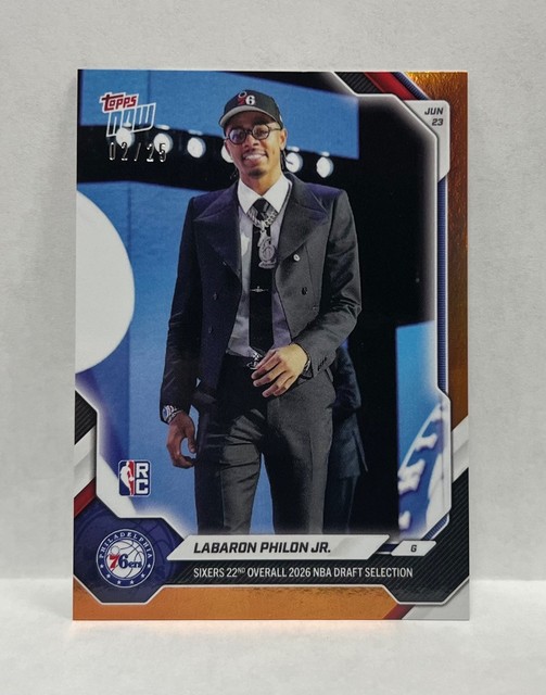 2026 Topps Now #LPHI LaBaron Philon Jr. RC Draft 76ers ORANGE Parallel 02/25